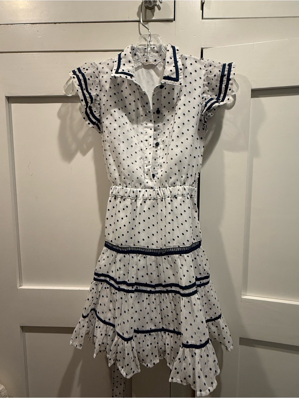 Guess White Dress with Navy Polka Dots - Girls, worn twice!